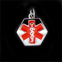 LIFETAG Hexagonal Sterling Medical ID Charm LIFETAG, Sterling, Hexagonal, Medical ID, Charm